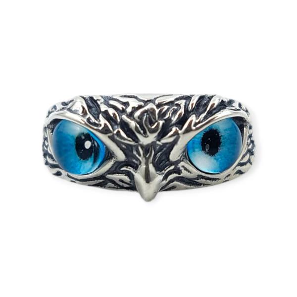 925 Sterling Silver Fancy Owl Eye Ring